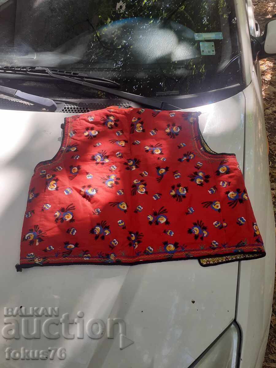 Старо червено шарено елече елек за народна носия - 5