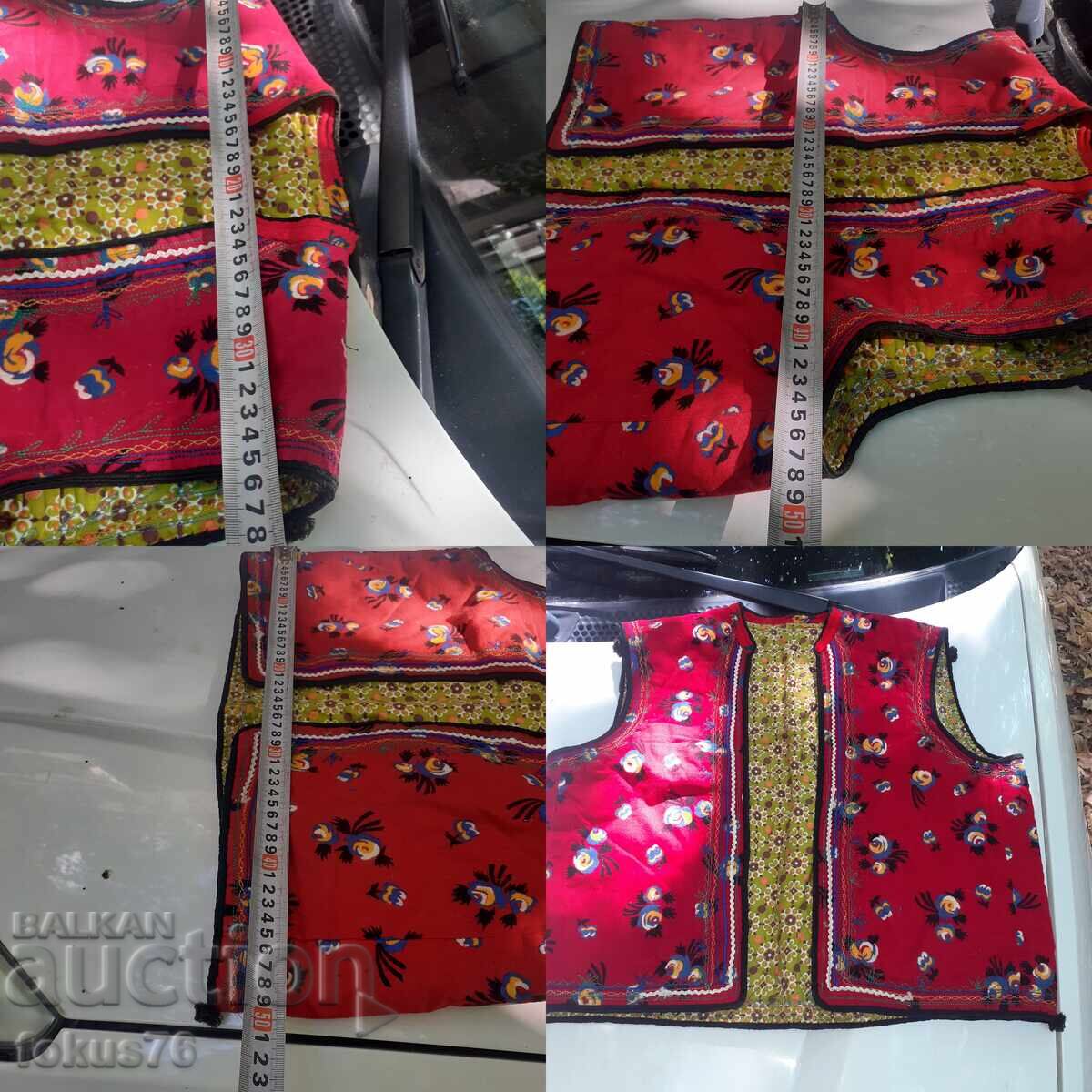 Старо червено шарено елече елек за народна носия - 7