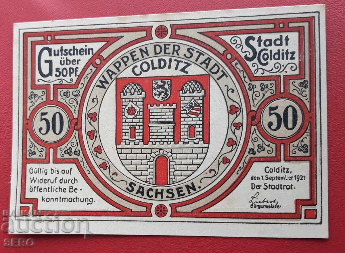 Τραπεζογραμμάτιο-Γερμανία-Σαξονία-Κόλντιτς-50 πφένιγκ 1921 με τιμή 2.50 BGN | € 1.28