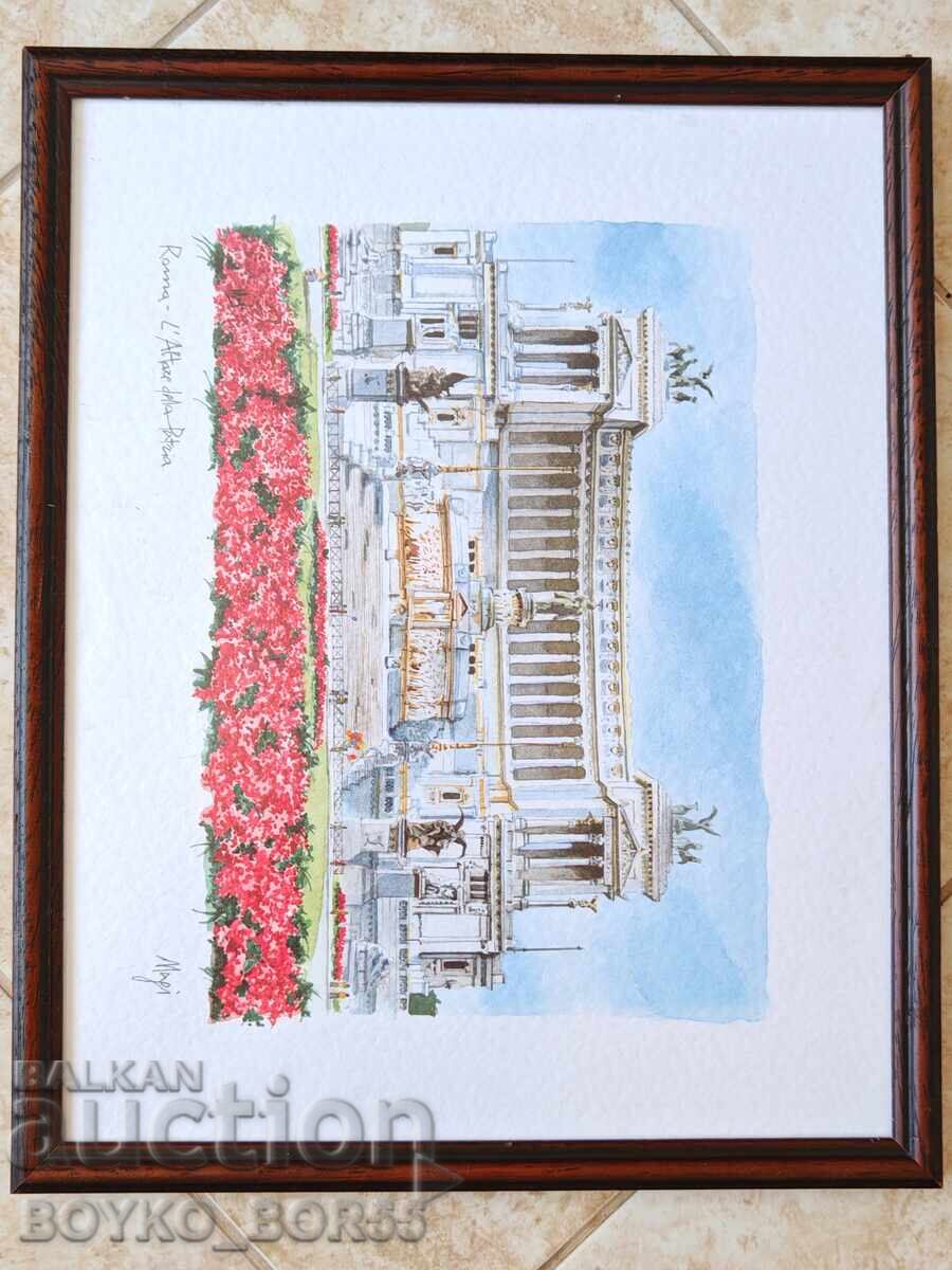 Стара Италианска Картина "Рим- Олтарът на Родината" Стара Италианска Картина "Рим- Олтарът на Родината"