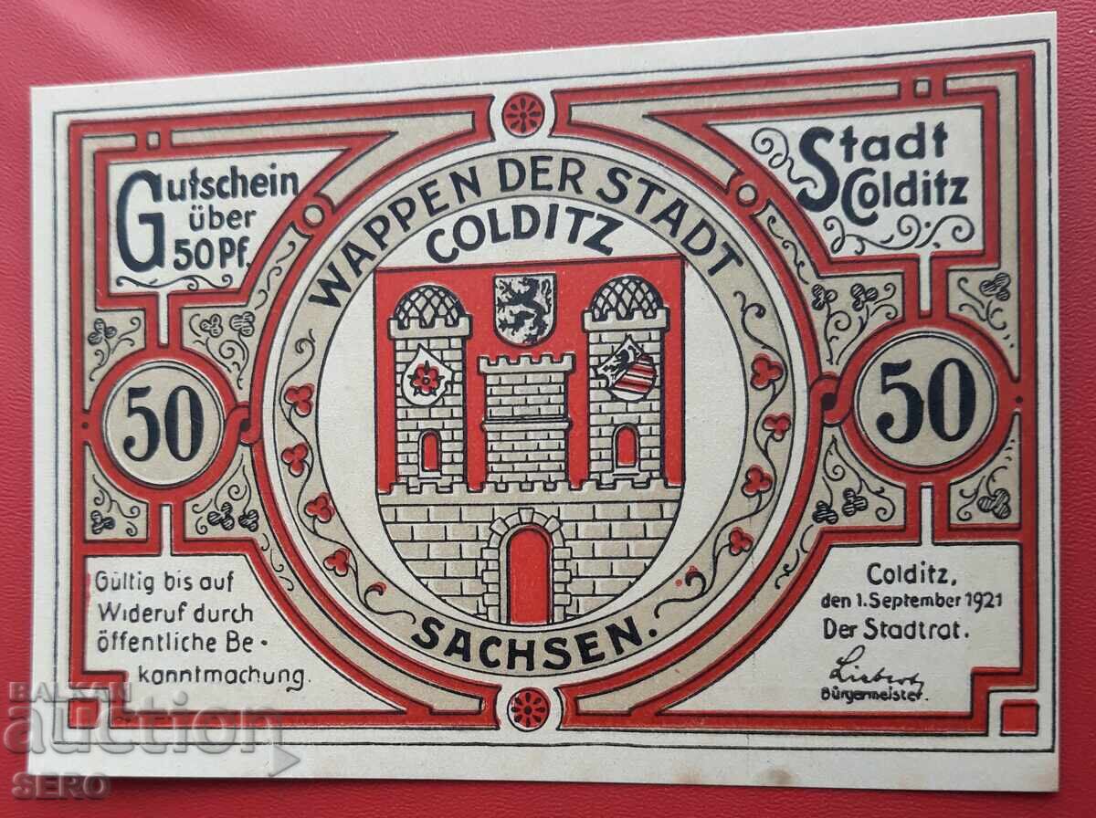 Banknote - Germany - Saxony - Colditz - 50 Pfennig 1921 with price 2.50 BGN | € 1.28