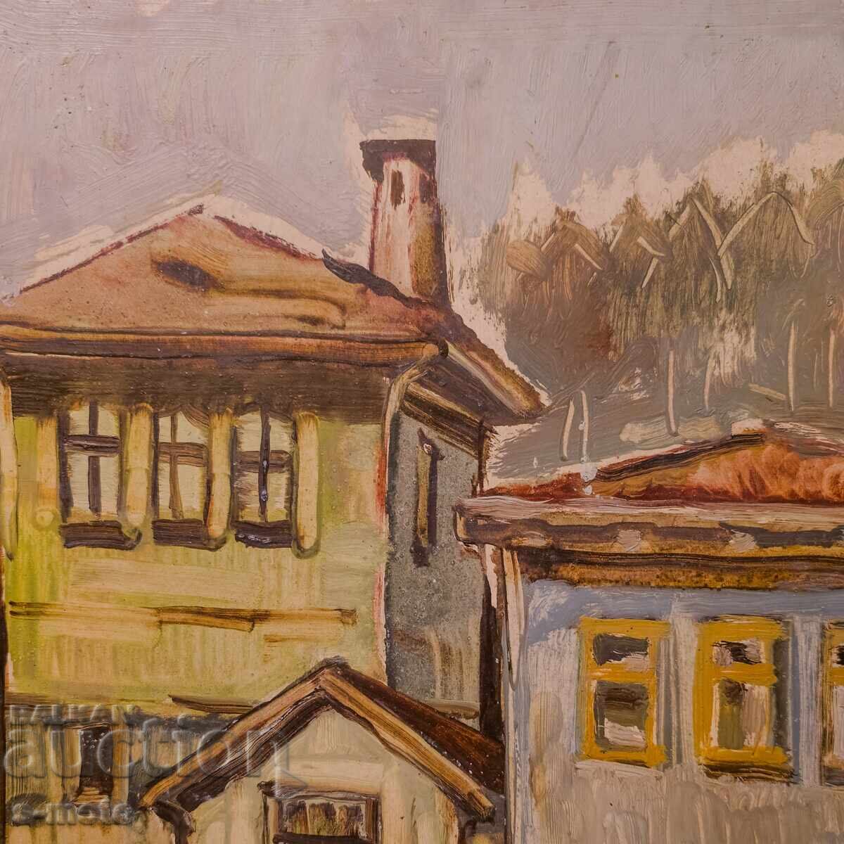 Δημοπρασία Παλιός ελαιογραφία, αστικό τοπίο