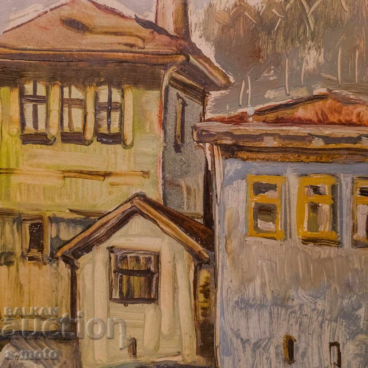 Παράδοση Παλιός ελαιογραφία, αστικό τοπίο