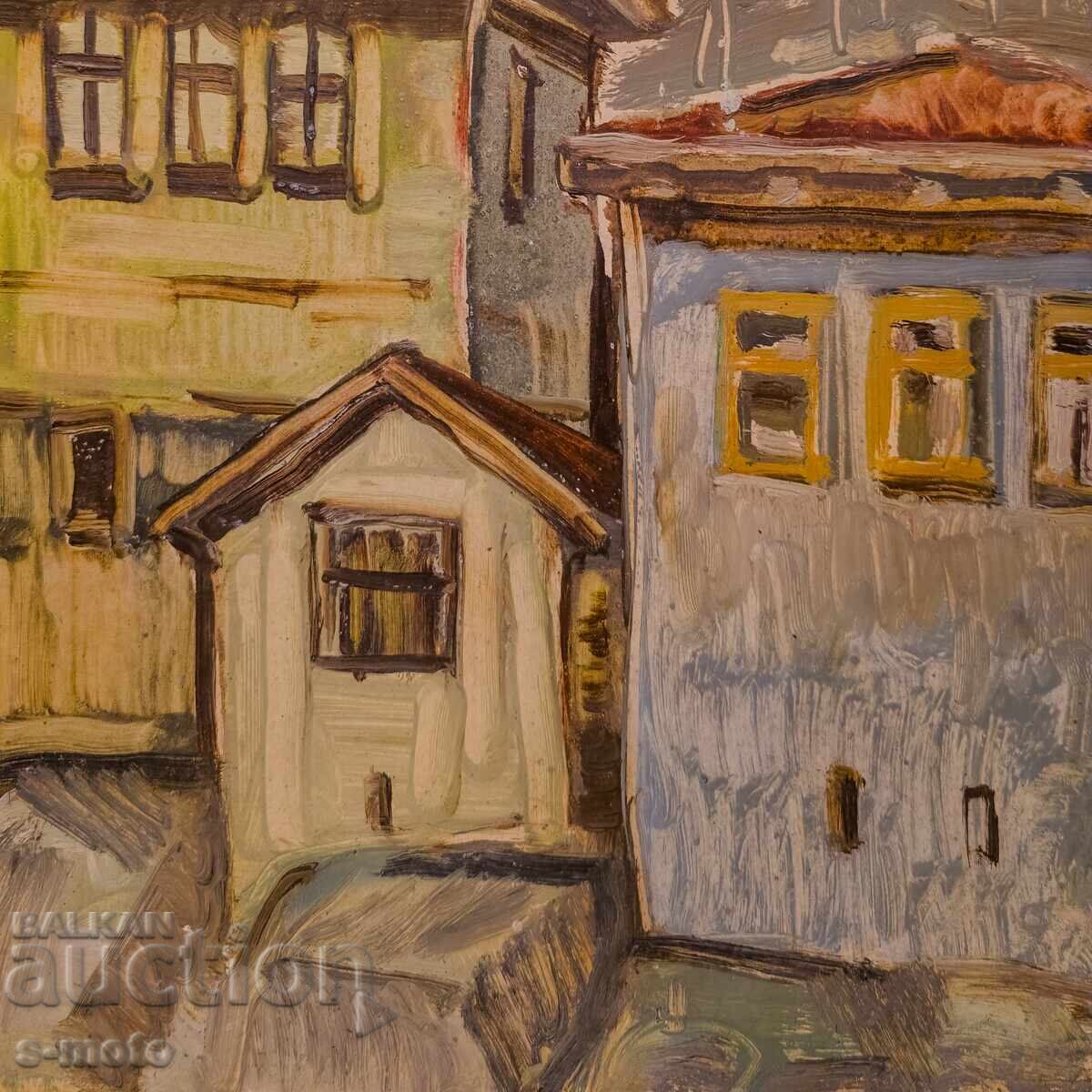 Παλιός ελαιογραφία, αστικό τοπίο - 5