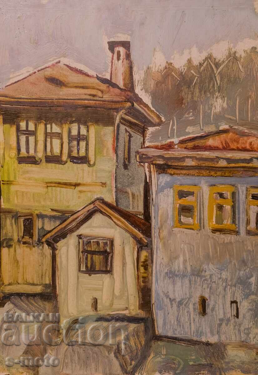 Παλιός ελαιογραφία, αστικό τοπίο