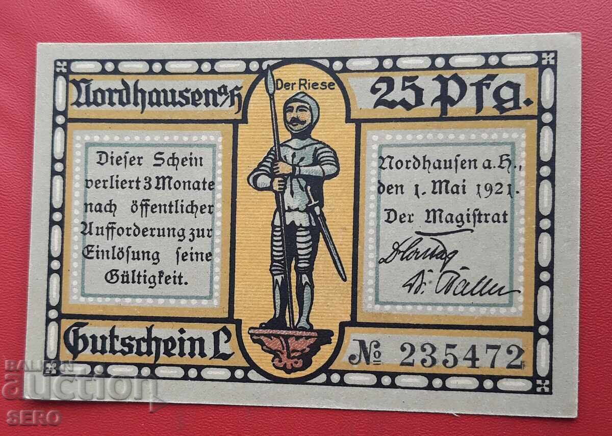 Bancnotă-Germania-Thuringia-Nordhausen-25 pfennig 1921 cu preț 2.00 BGN | € 1.02 Bancnotă-Germania-Thuringia-Nordhausen-25 pfennig 1921 cu preț 2.00 BGN | € 1.02