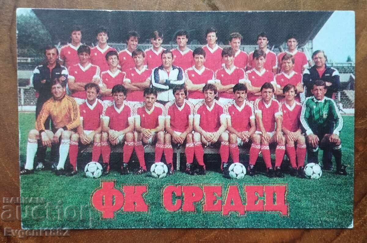 CSKA Sredets - Calendar de buzunar 1987 Fotbal Autograf