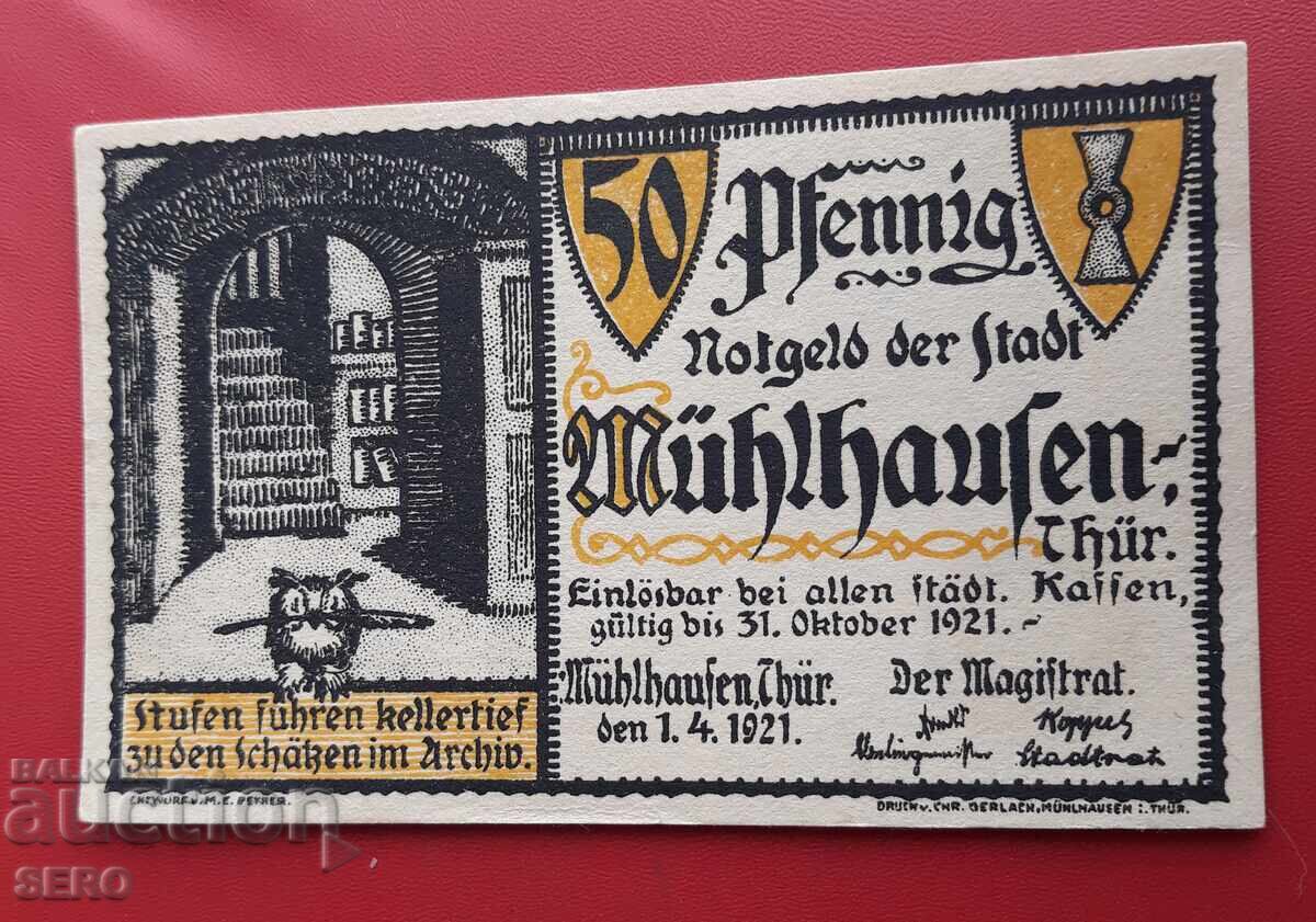 Банкнота-Германия-Тюрингия-Мюлхаузен-50 пфенига 1921