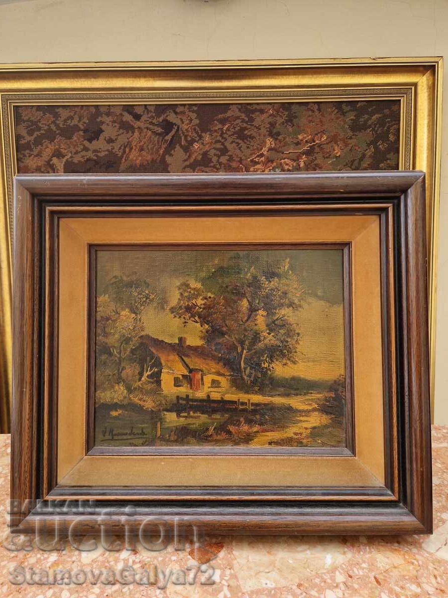 Frumos pictură antică belgiană în ulei pe pânză cu preț 133.00 BGN | € 68.00 Frumos pictură antică belgiană în ulei pe pânză cu preț 133.00 BGN | € 68.00