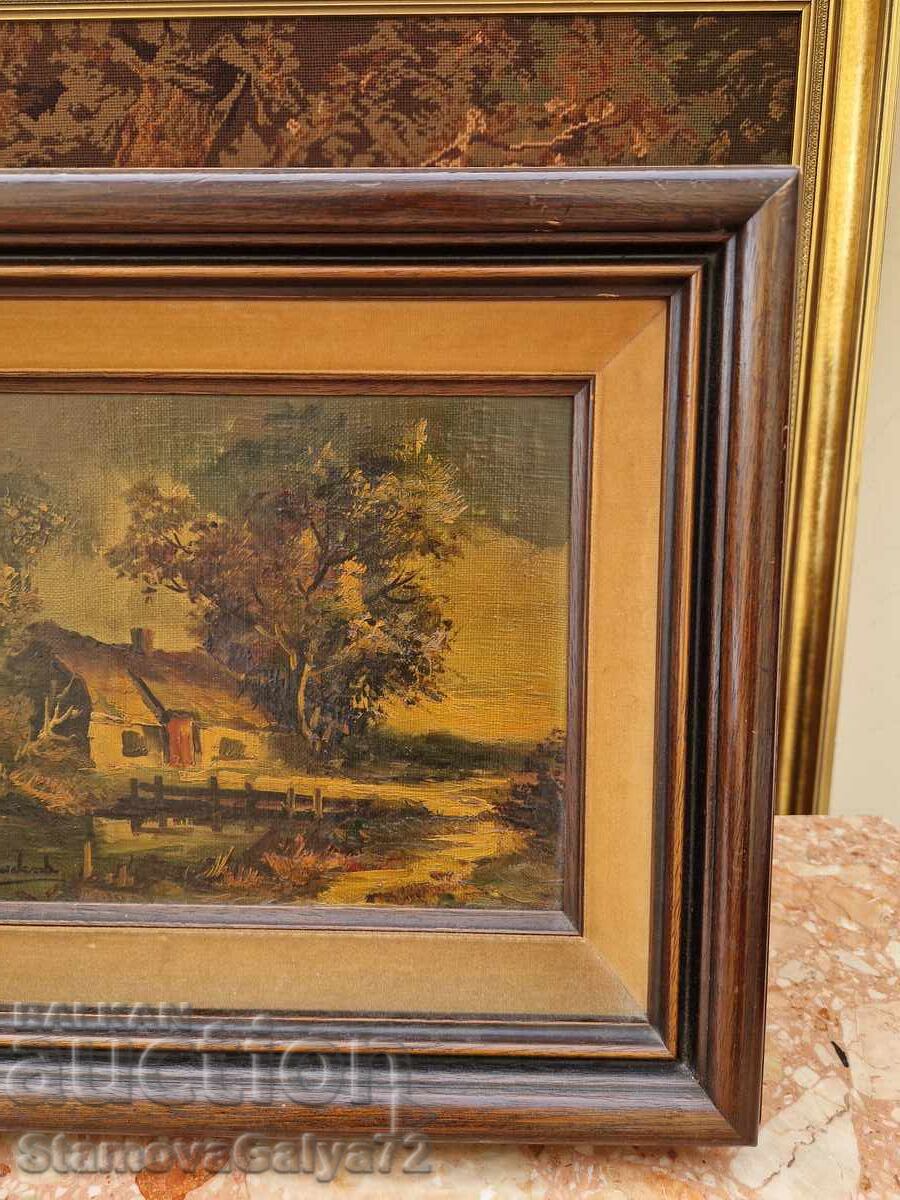 Livrarea Frumos pictură antică belgiană în ulei pe pânză Livrarea Frumos pictură antică belgiană în ulei pe pânză