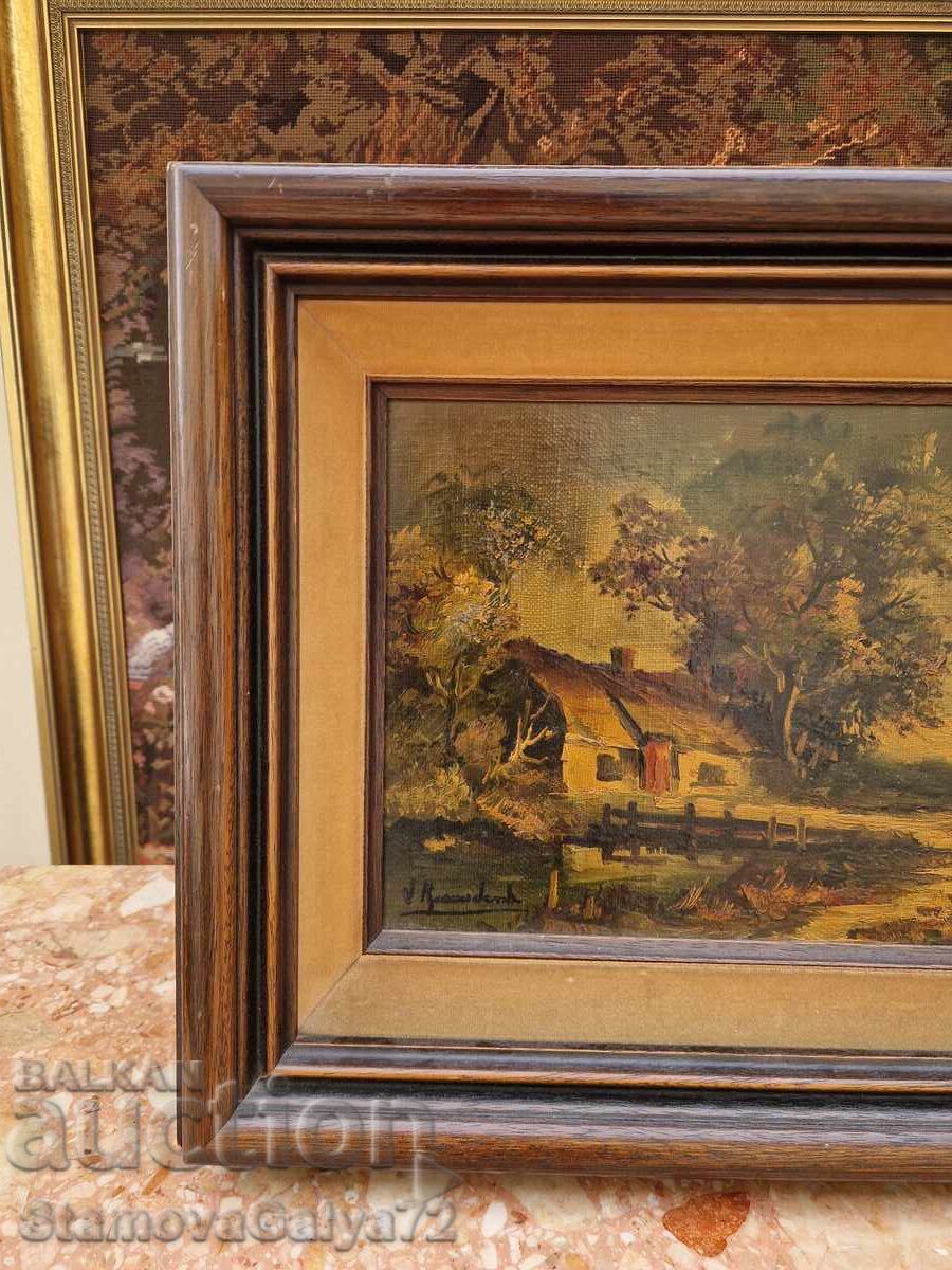 Frumos pictură antică belgiană în ulei pe pânză - 5 Frumos pictură antică belgiană în ulei pe pânză - 5