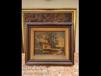 Beautiful antique Belgian oil on canvas painting