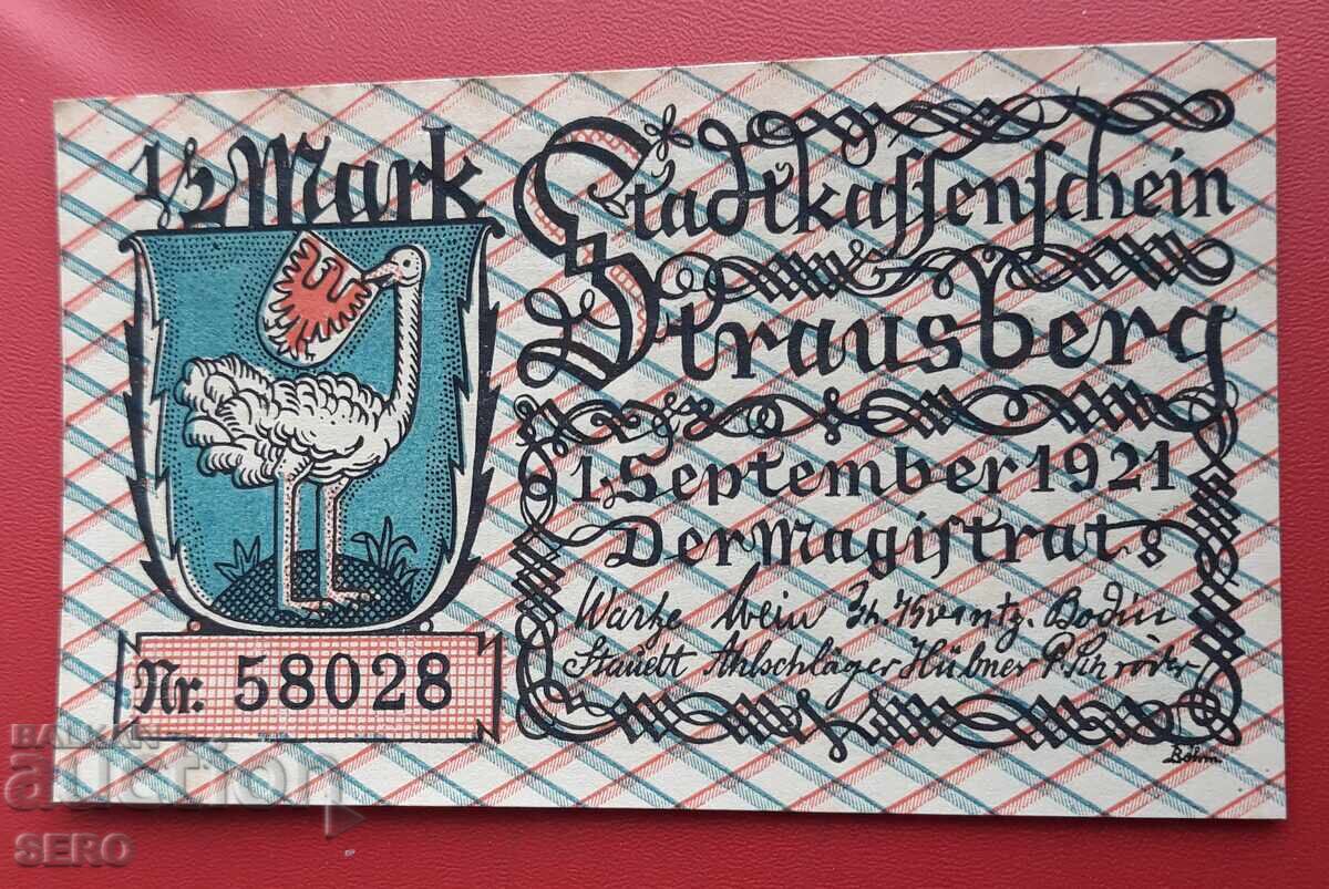 Banknote - Germany - Brandenburg - Strausberg - 1/2 Mark 1921 with price 2.00 BGN | € 1.02