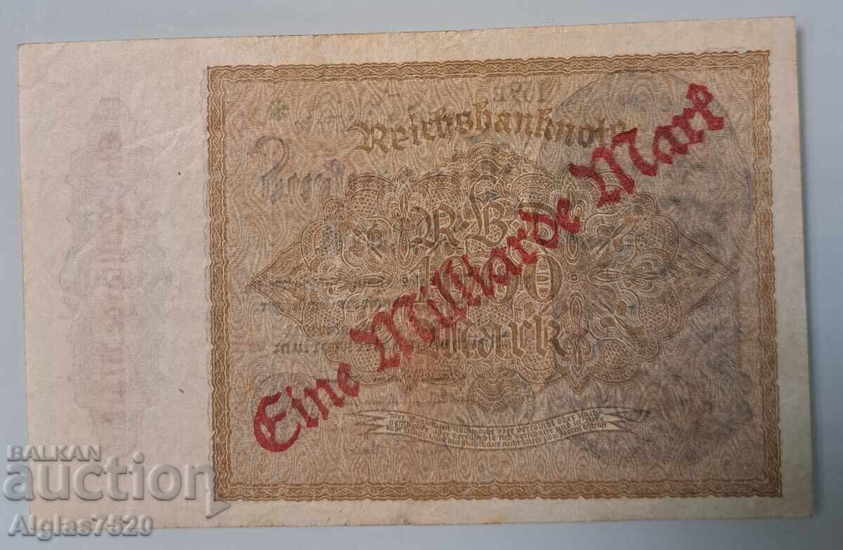 1 Billion German Reichsmarks UNC with price 20.00 BGN | € 10.23 1 Billion German Reichsmarks UNC with price 20.00 BGN | € 10.23