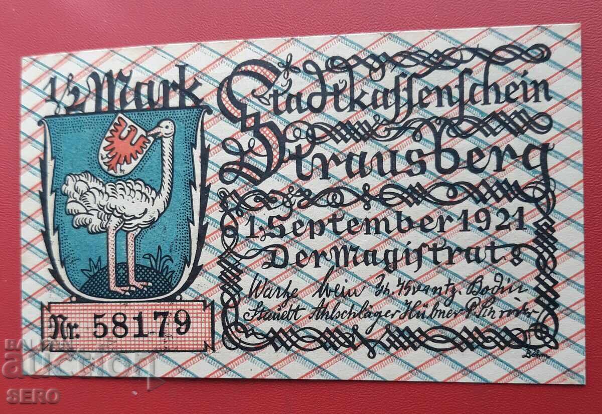 Banknote - Germany - Brandenburg - Strausberg - 1/2 Mark 1921 with price 2.00 BGN | € 1.02