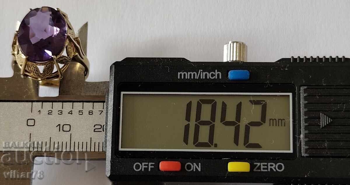 GOLD RING 8 KARAT WITH AMETHYST - 5 GOLD RING 8 KARAT WITH AMETHYST - 5