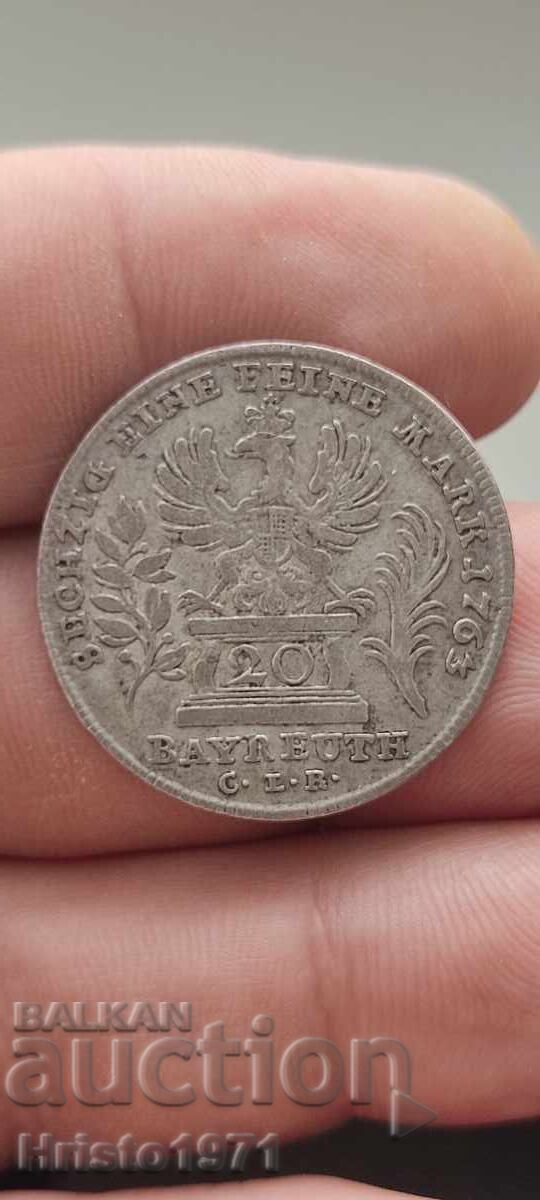 20 kreĭtseri 1763 Brandenburg - Baĭroĭt
