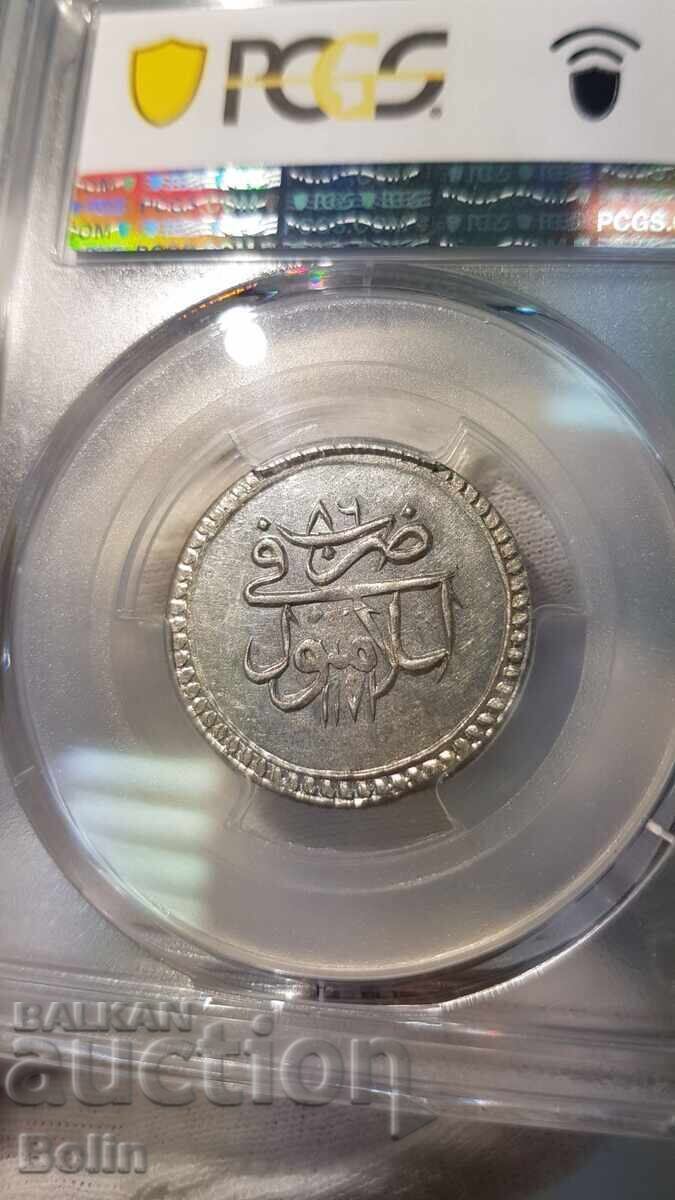 AU 55 Monedă rară turcească, otomană din argint 10 para 1772 - 6