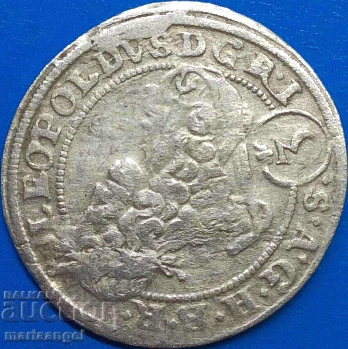 Silesia 3 Kreuzer 1696 Leopold Austria silver - 5