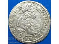 Silesia 3 Kreuzer 1696 Leopold Austria silver