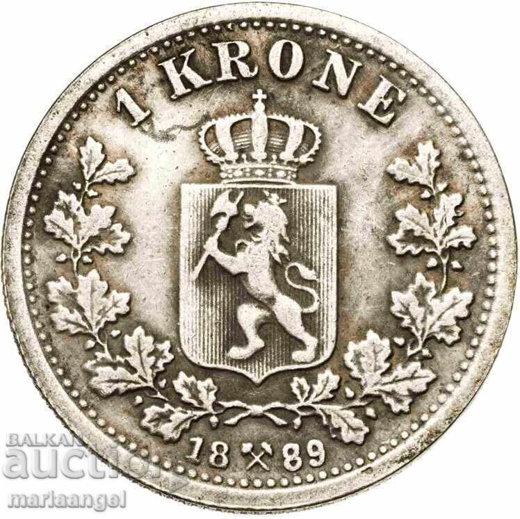 1 coroană 1889 Norvegia Oscar II 5,38g argint date cheie - 5 1 coroană 1889 Norvegia Oscar II 5,38g argint date cheie - 5