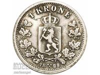 1 coroană 1889 Norvegia Oscar II 5,38g argint date cheie