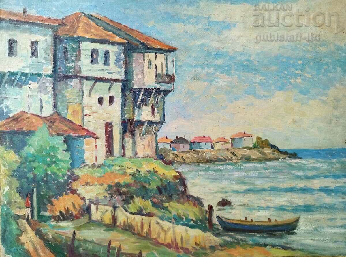 Pictură, peisaj, Sozopol, anii 1980. Pictură, peisaj, Sozopol, anii 1980.