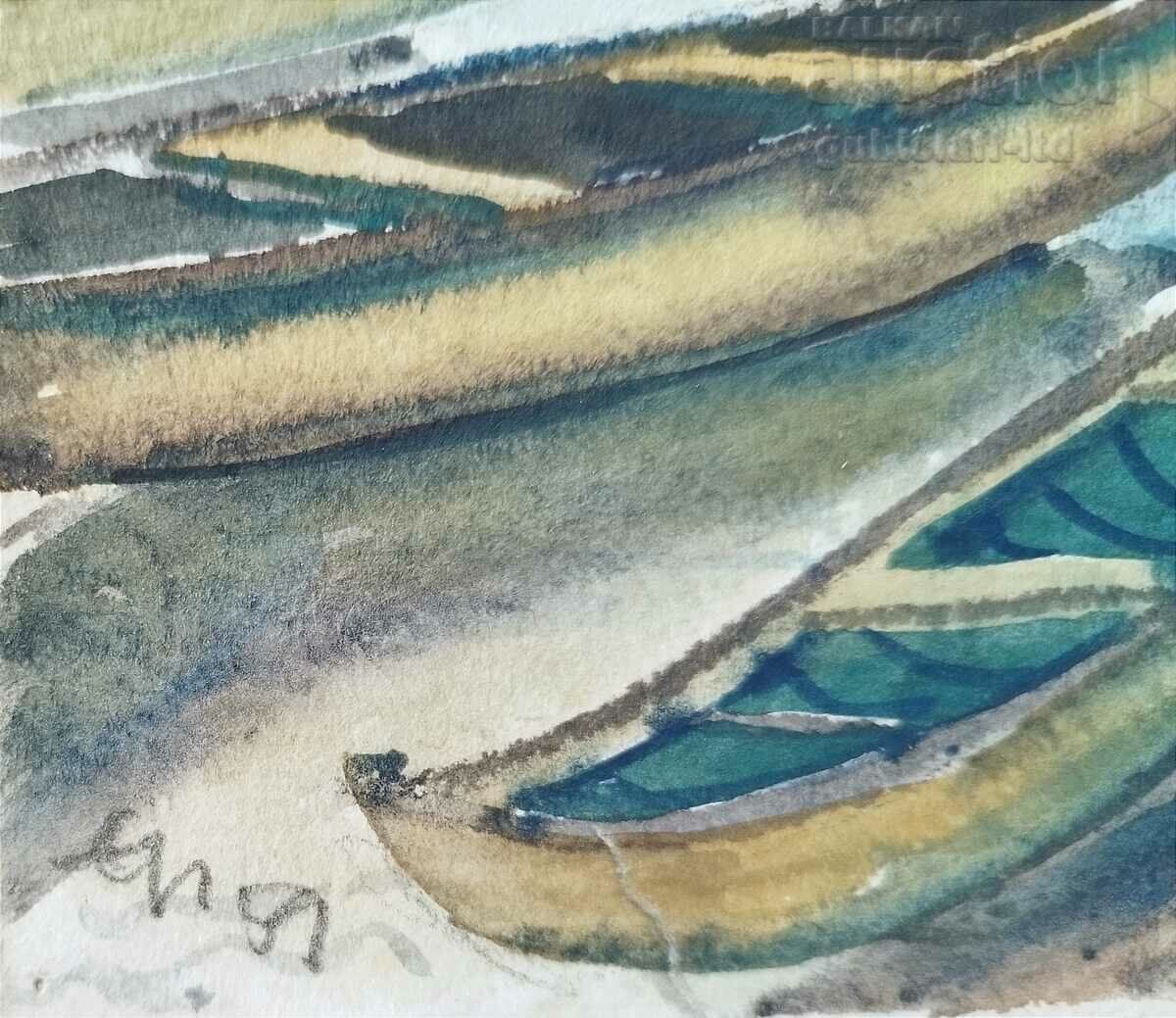 Картина, пейзаж, Созопол, немски художник, 1980-те г. с цена € 120.00 | 234.70 лв.