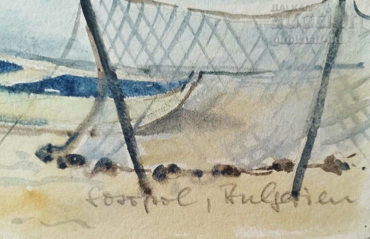 Δημοπρασία Ζωγραφική, τοπίο, Σωζόπολη, Γερμανός καλλιτέχνης, δεκαετία του 1980.