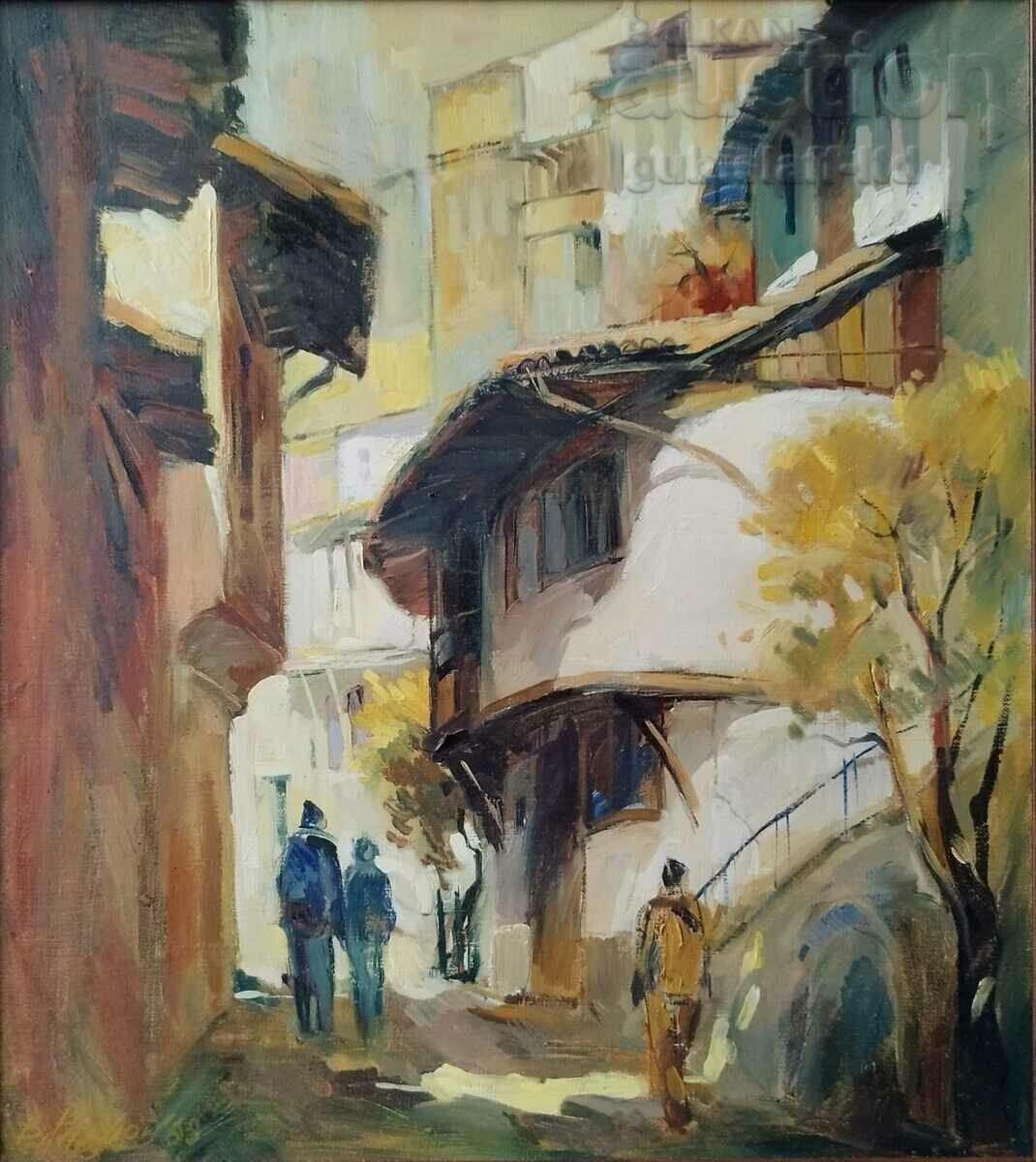 Painting "Gurko Street in V. Tarnovo", art. V. Radulov, 1998 with price 1300.00 BGN | € 664.68