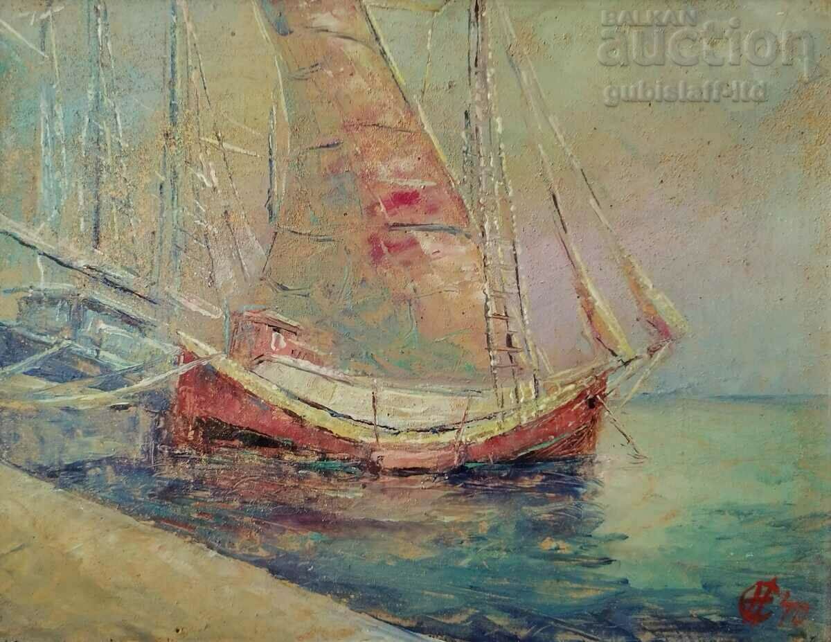 Pictură, bărci, mare, artă. N. Selivanov, 1970 cu preț € 180.00 | 352.05 BGN Pictură, bărci, mare, artă. N. Selivanov, 1970 cu preț € 180.00 | 352.05 BGN