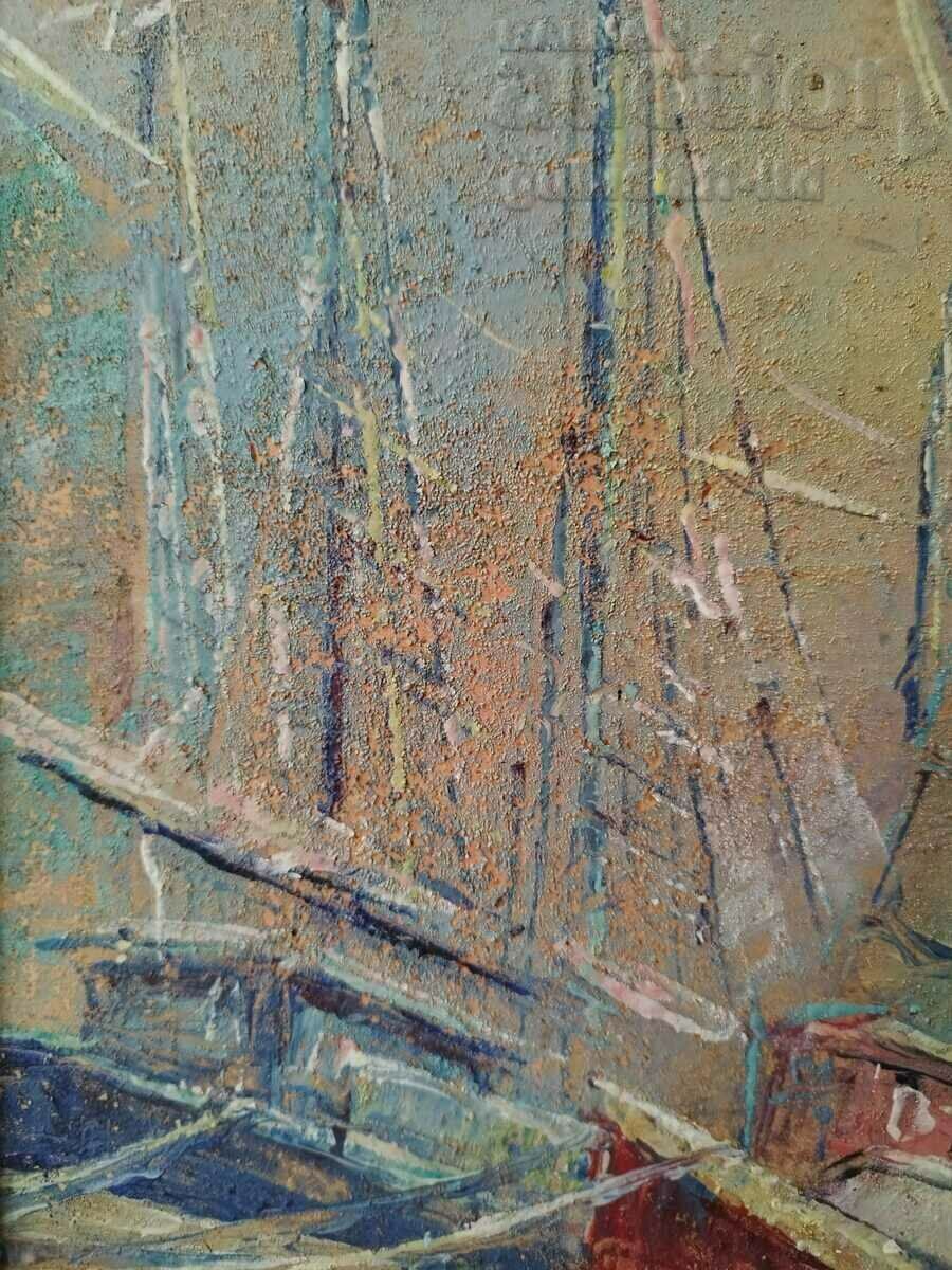 Auction  Painting, boats, sea, art. N. Selivanov, 1970