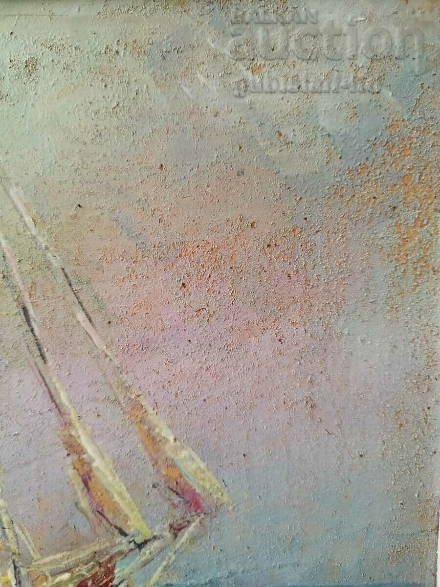 Delivery of Painting, boats, sea, art. N. Selivanov, 1970