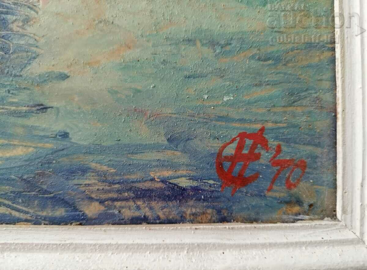 Painting, boats, sea, art. N. Selivanov, 1970 - 6