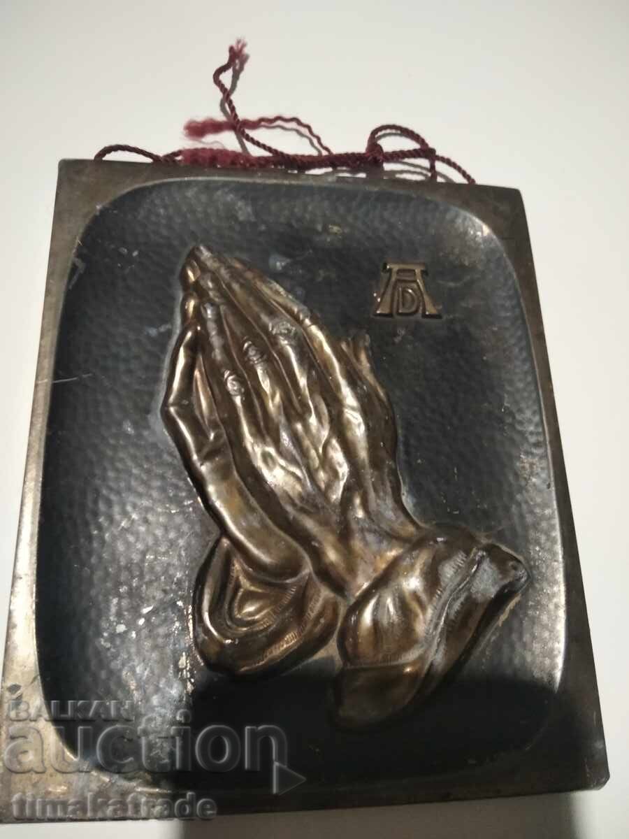 Μεταλλικό πάνελ τοίχου, έργο τέχνης 'Χέρια' του Α. Ντύρερ