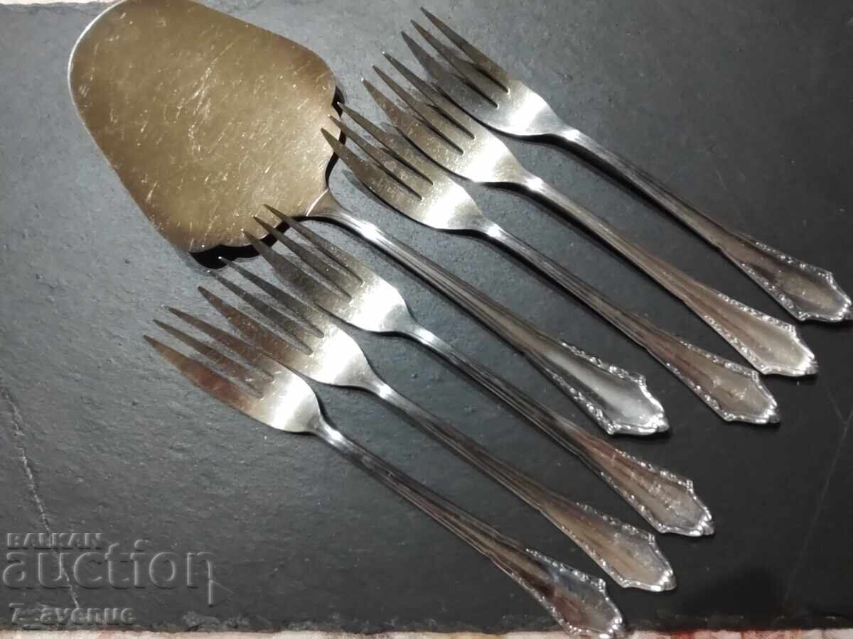 Cutlery, BSF 90, heavily silver-plated forks with shovel, 26.08.25 Cutlery, BSF 90, heavily silver-plated forks with shovel, 26.08.25