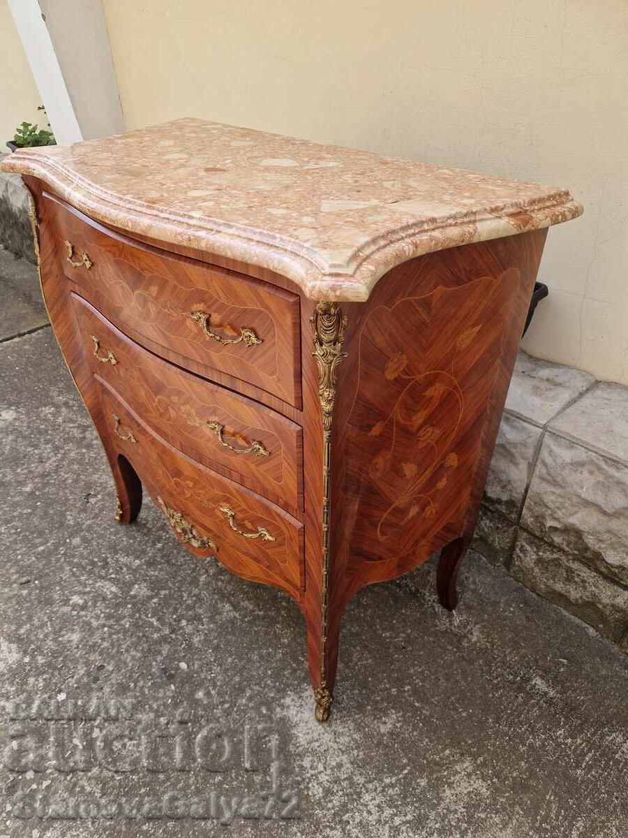 Antique French Commode Chest of Drawers Inlay Marble Bronze - 5 Antique French Commode Chest of Drawers Inlay Marble Bronze - 5