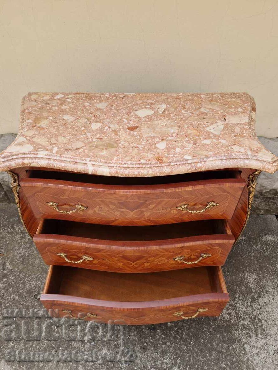 Antique French Commode Chest of Drawers Inlay Marble Bronze - 6 Antique French Commode Chest of Drawers Inlay Marble Bronze - 6
