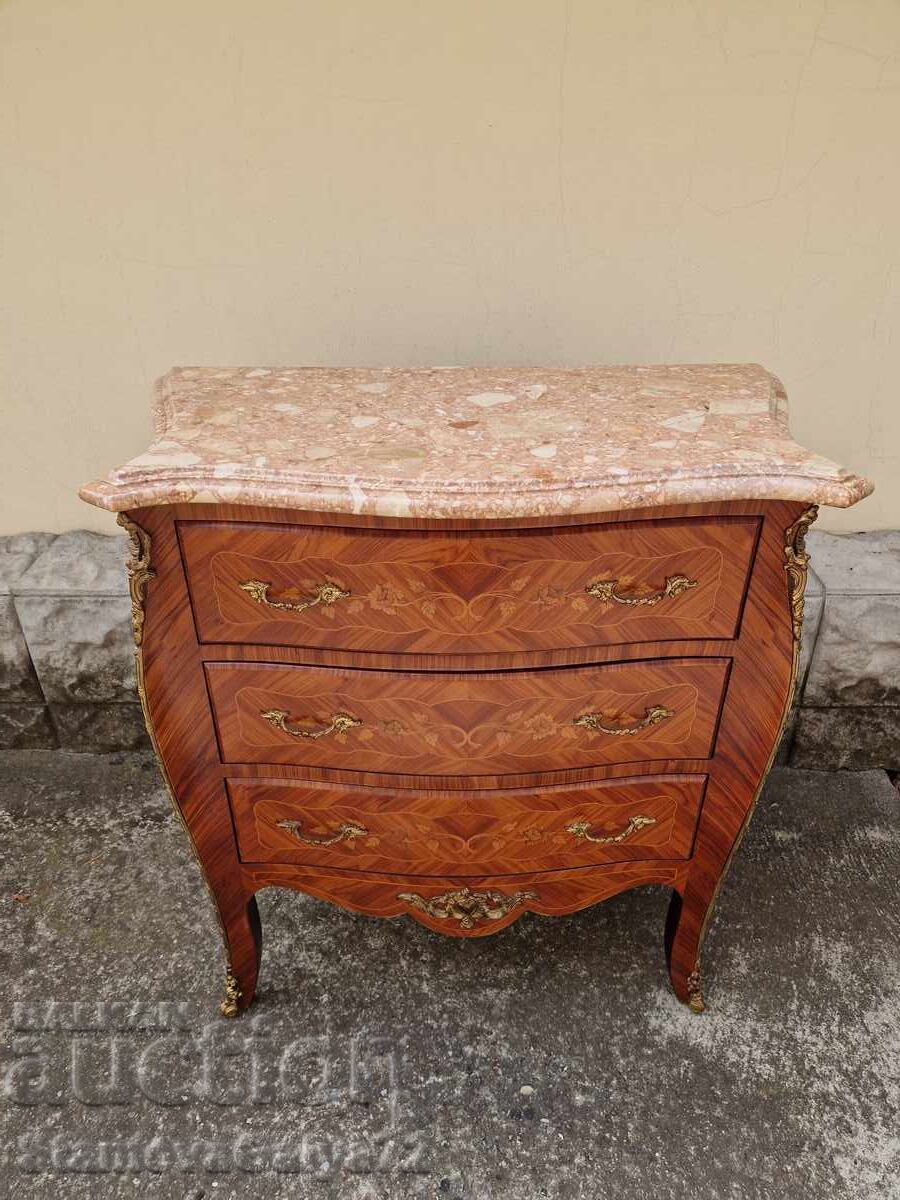 Antique French Commode Chest of Drawers Inlay Marble Bronze Antique French Commode Chest of Drawers Inlay Marble Bronze