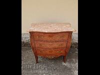 Antique French Commode Chest of Drawers Inlay Marble Bronze