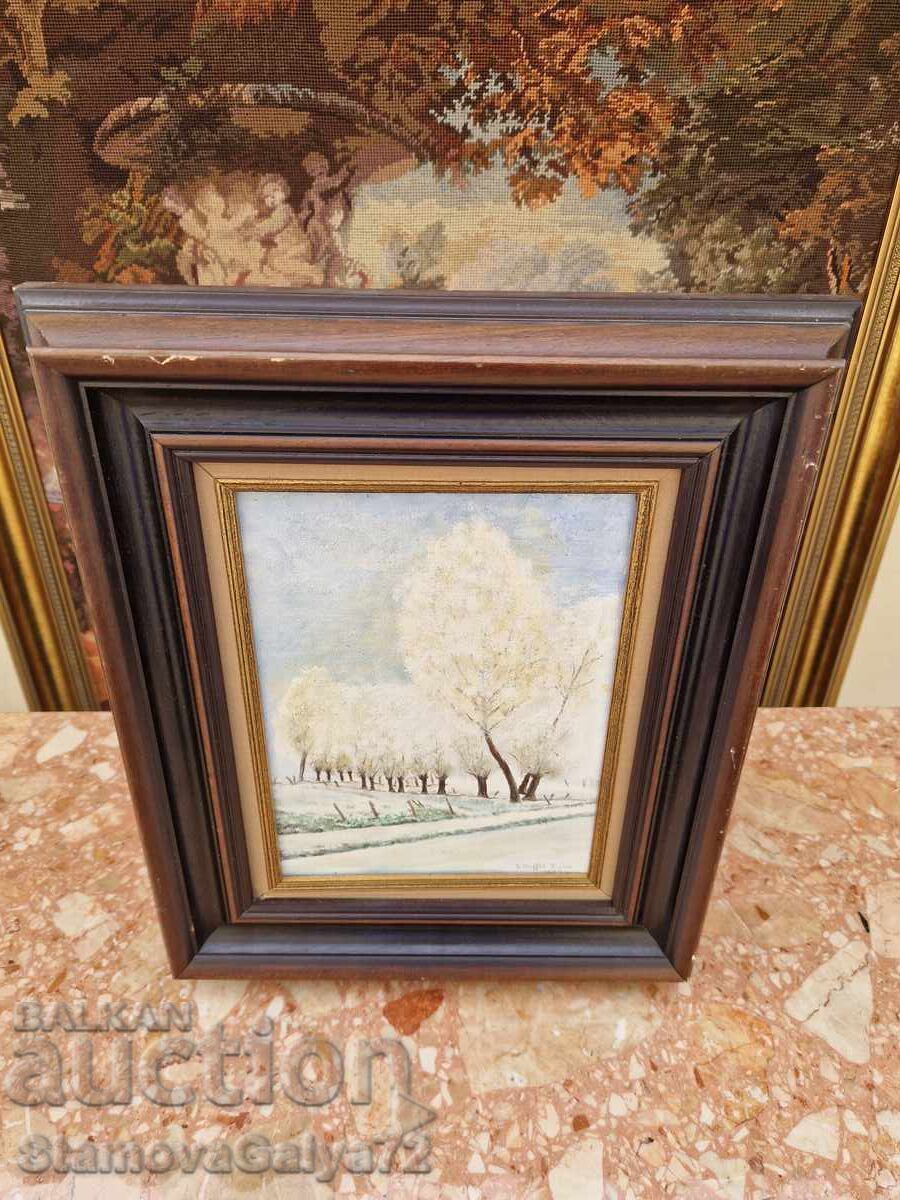 Много добра антикварна френска картина масло върху платно - 7