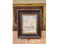 Pictură antică franceză, foarte bună, ulei pe pânză