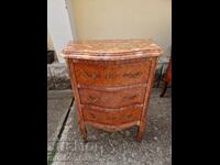 French chest of drawers antique inlaid marble bronze