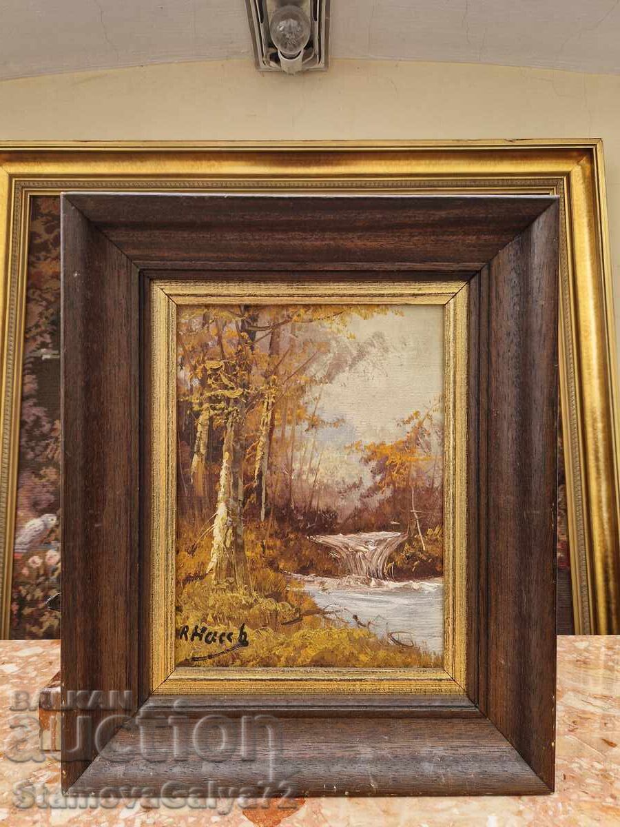 Minunată pictură antică franceză, de autor, ulei pe pânză cu preț 98.00 BGN | € 50.11 Minunată pictură antică franceză, de autor, ulei pe pânză cu preț 98.00 BGN | € 50.11