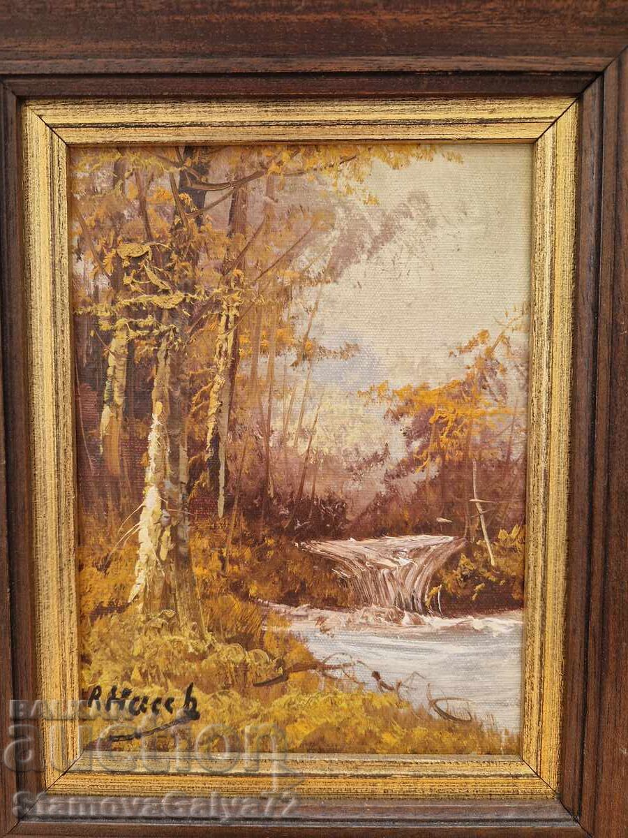 Minunată pictură antică franceză, de autor, ulei pe pânză - 5 Minunată pictură antică franceză, de autor, ulei pe pânză - 5