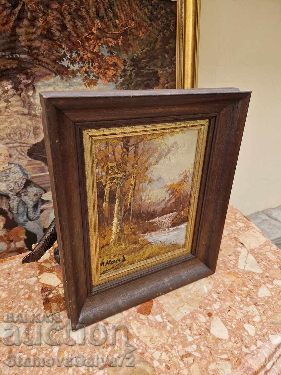 Minunată pictură antică franceză, de autor, ulei pe pânză - 6 Minunată pictură antică franceză, de autor, ulei pe pânză - 6