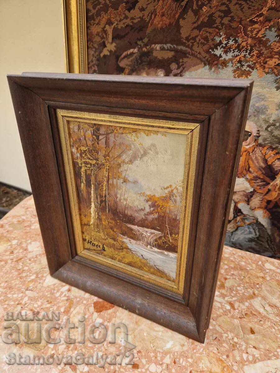 Minunată pictură antică franceză, de autor, ulei pe pânză - 7 Minunată pictură antică franceză, de autor, ulei pe pânză - 7