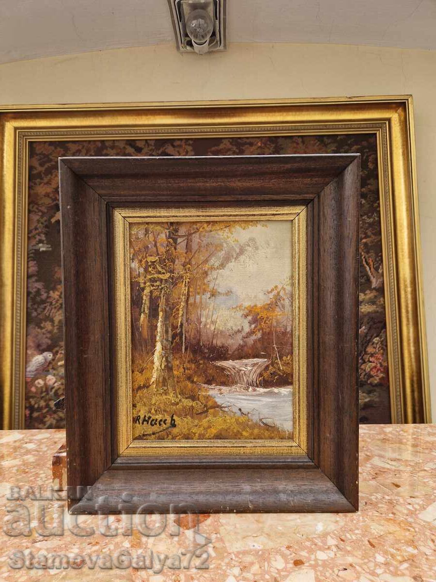 Minunată pictură antică franceză, de autor, ulei pe pânză Minunată pictură antică franceză, de autor, ulei pe pânză