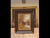 Beautiful French antique original oil painting on panel