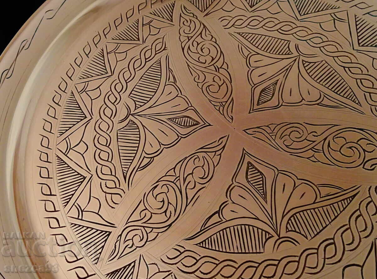 Livrarea Tavă din cupru, cupru roșu pur 650 gr., gravată Livrarea Tavă din cupru, cupru roșu pur 650 gr., gravată